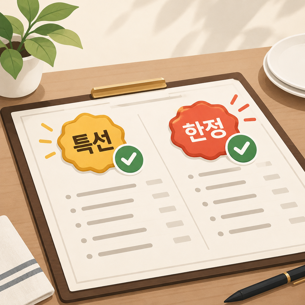 AI 생성 설명 이미지: 안산일동맛집 유니드정육식당 | ‘특선’과 ‘한정’ 메뉴 표시를 읽는 법